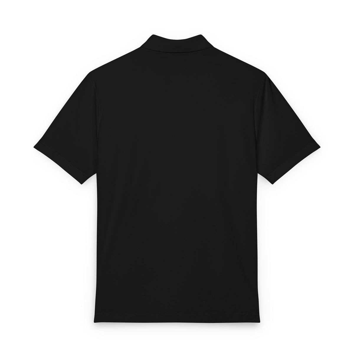 Goat Rider | Black Stretch Polo, Orange Embroidery