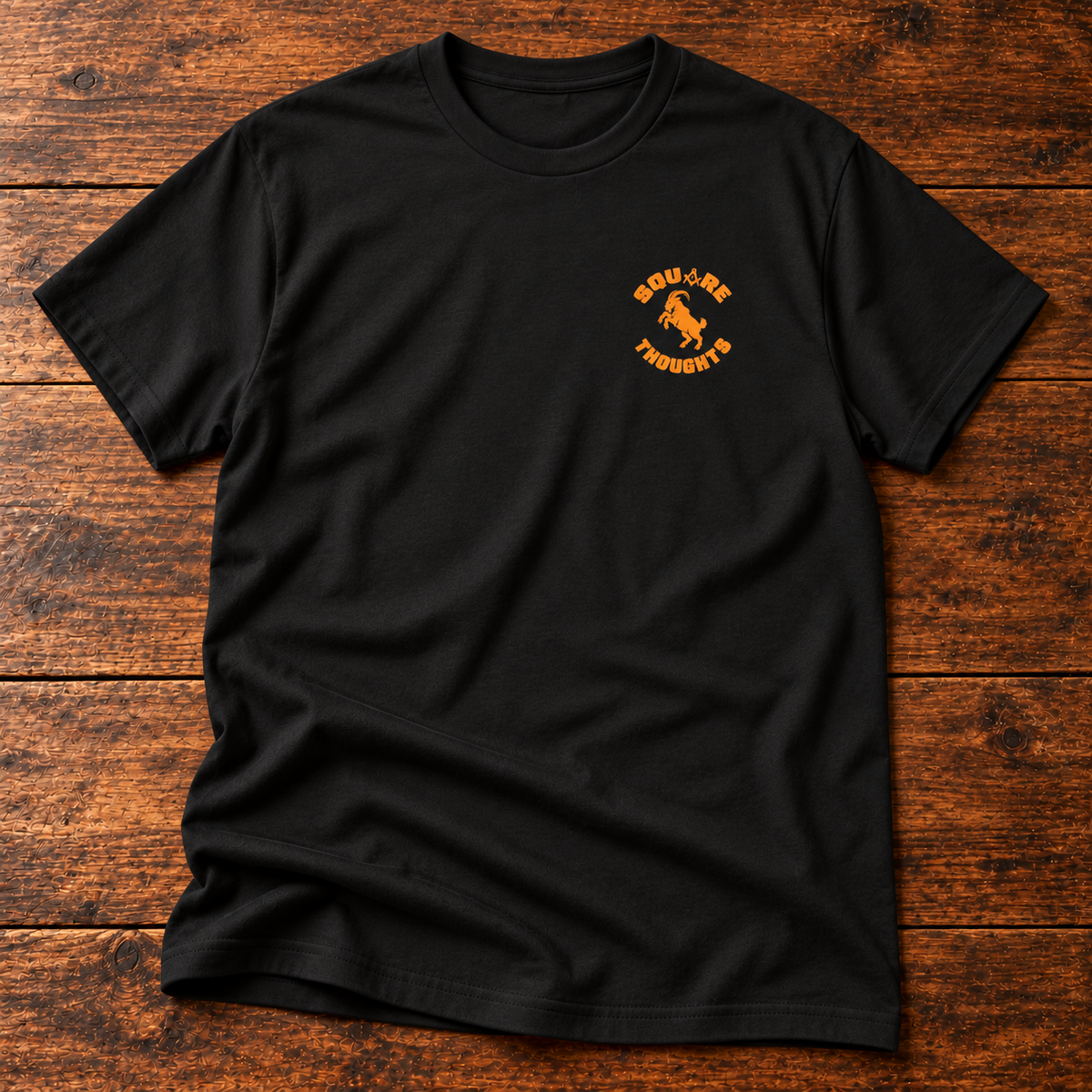 Square Thoughts Goat Emblem | Black Tee