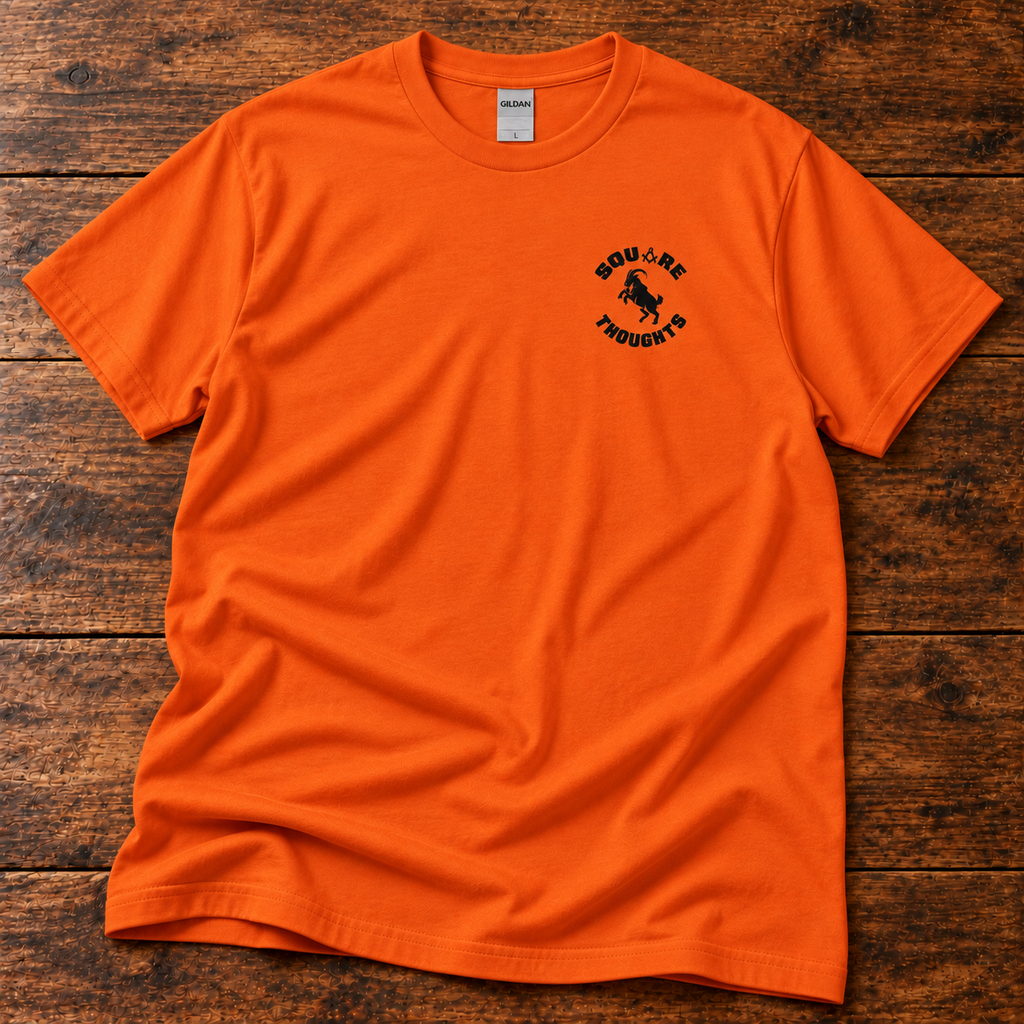 Square Thoughts Goat Emblem | Orange Tee