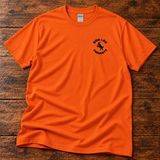 Orange tee · black emblem